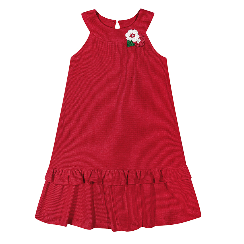 Vestido Infantil Angerô Alça Aplique Flor Crochê E Babado