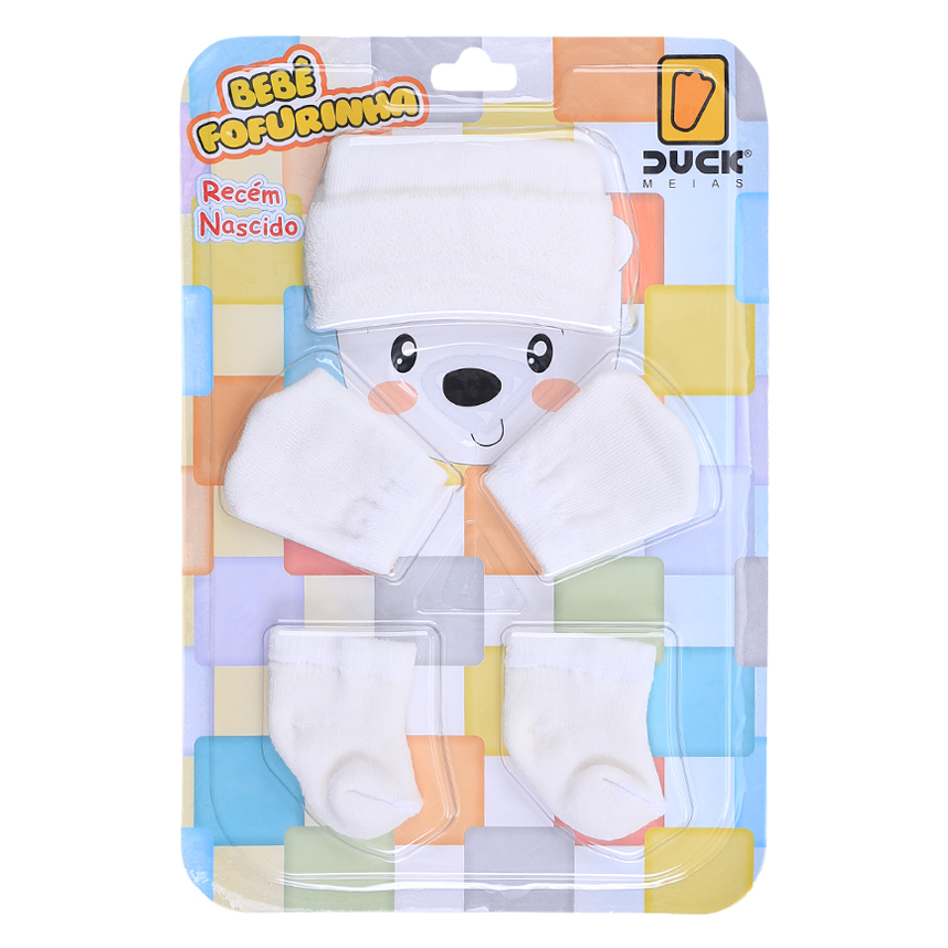 Kit Enxoval Bebê Duck Fofurinha Luva Touca E Meia