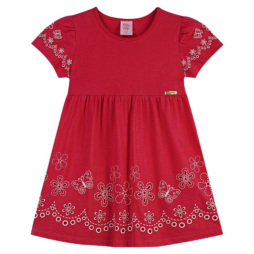 Vestido Infantil Kely Kety Estampa Flores E Glitter