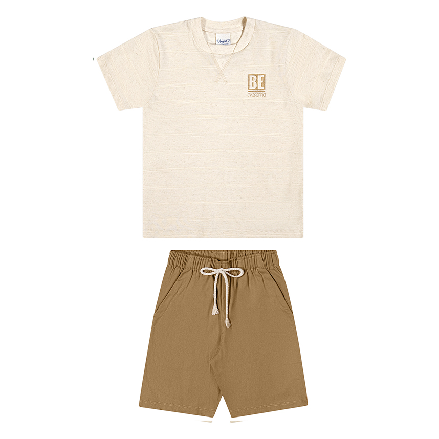 Conjunto Infantil Angerô Camiseta Listrada E Bermuda Sarja Conjunto Infantil Angerô Camiseta Listrada E Bermuda Sarja