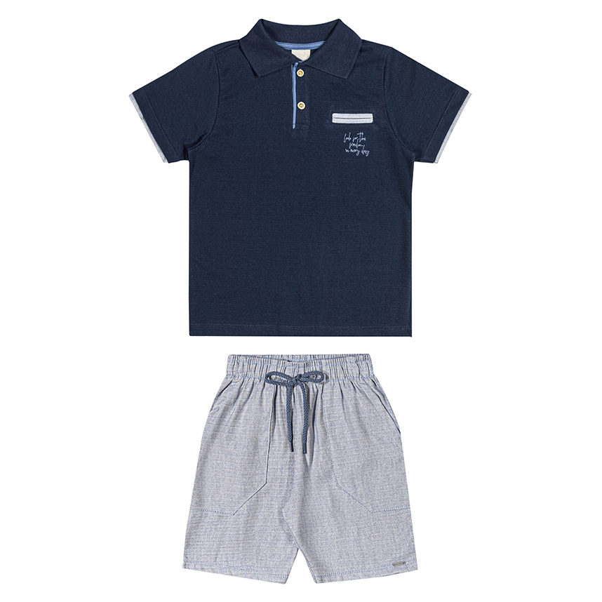 Conjunto Juvenil Angerô Camiseta Gola Polo E Bermuda Conjunto Juvenil Angerô Camiseta Gola Polo E Bermuda