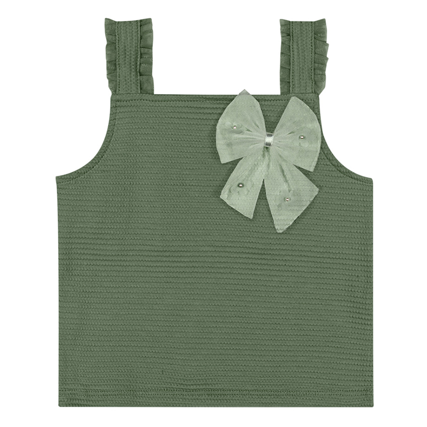 Blusa Infantil Angero Alça Malha Laço E Tule
