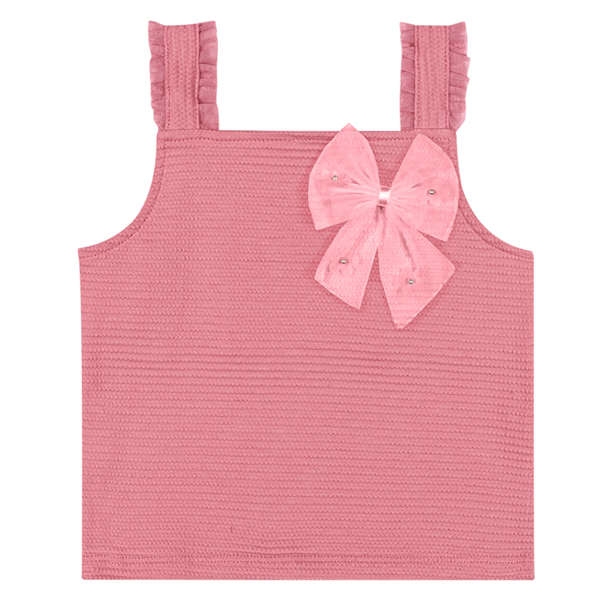 Blusa Infantil Angero Alça Malha Laço E Tule Blusa Infantil Angero Alça Malha Laço E Tule