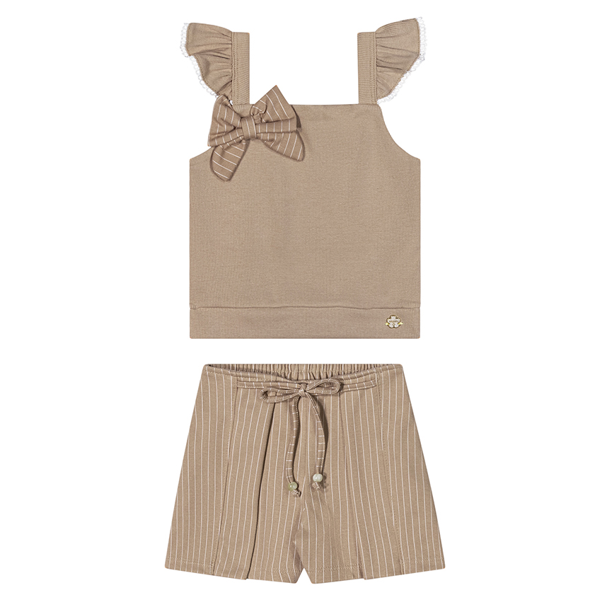 Conjunto Infantil Angerô Blusa Alça Babado E Short Conjunto Infantil Angerô Blusa Alça Babado E Short