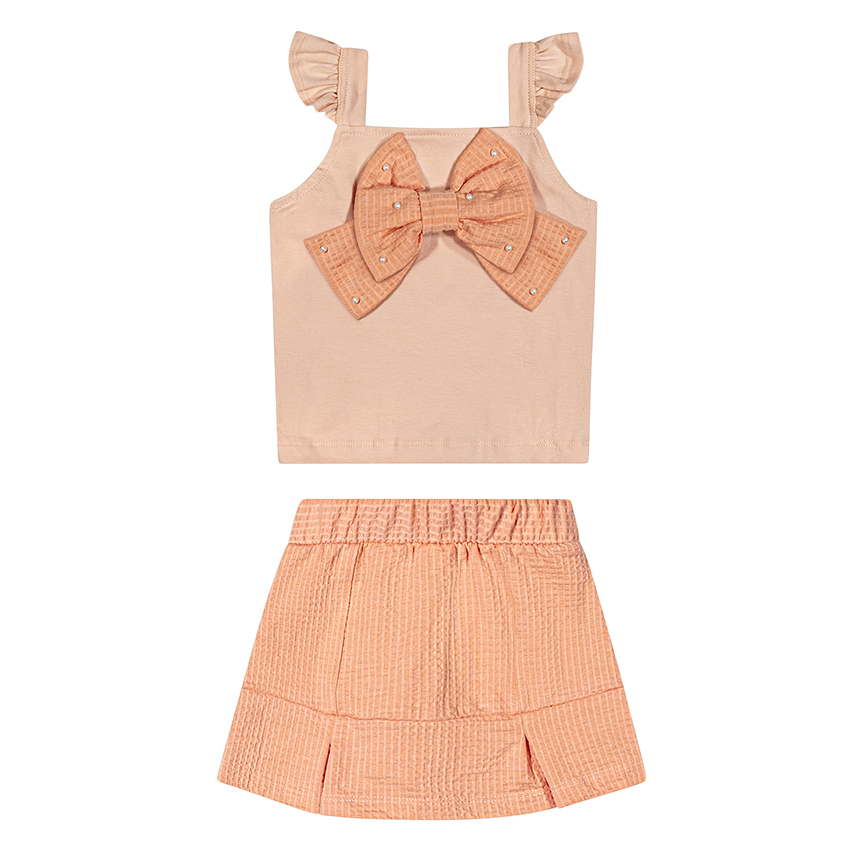 Conjunto Infantil Angerô Blusa Alça Com Babado E Short Saia