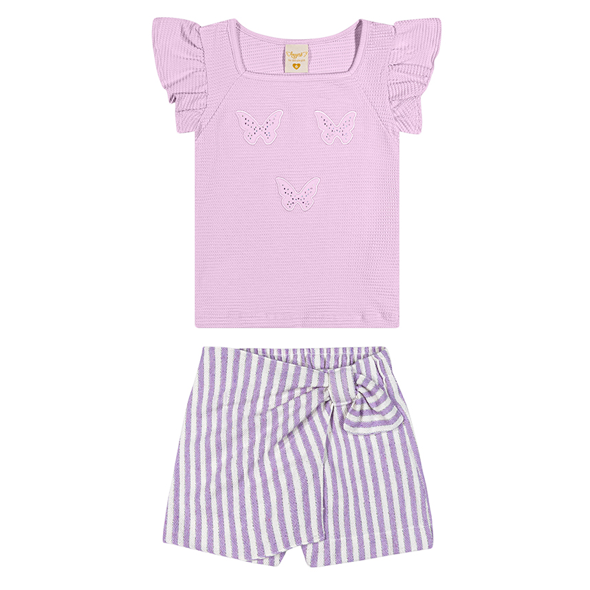 Conjunto Juvenil Angerô Blusa Manga Curta E Short Saia Conjunto Juvenil Angerô Blusa Manga Curta E Short Saia