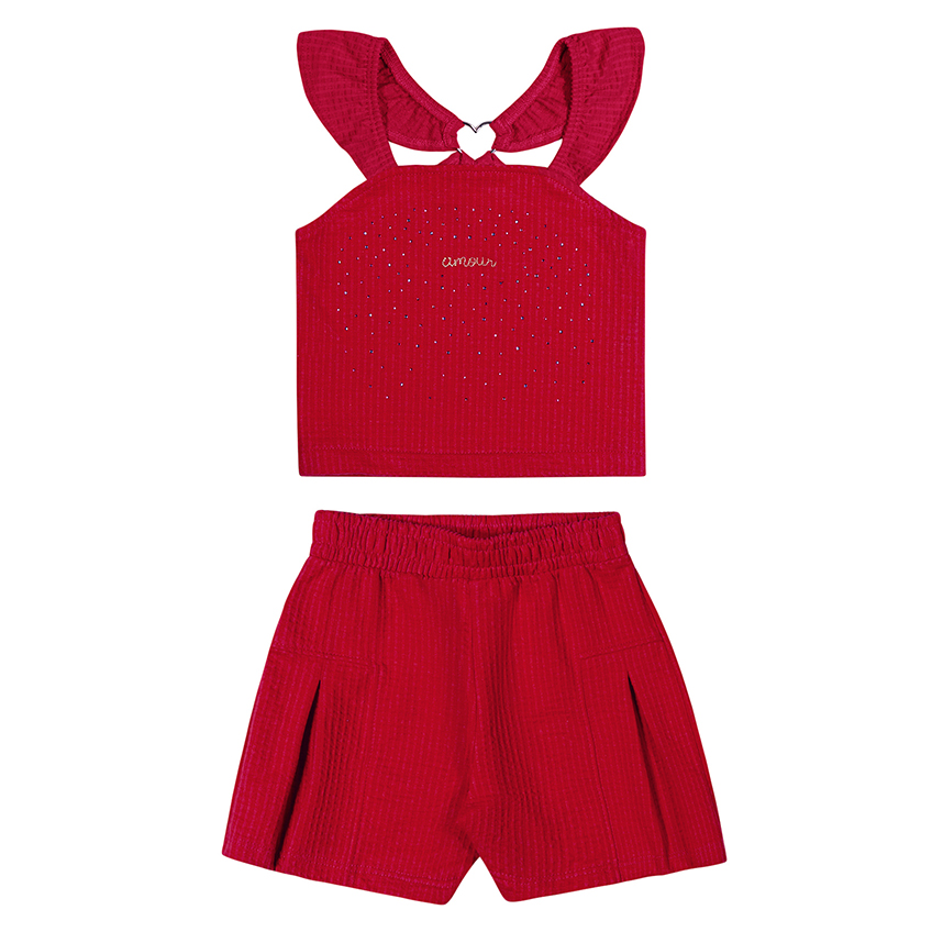 Conjunto Juvenil Angerô Blusa Alça Bordada E Short Conjunto Juvenil Angerô Blusa Alça Bordada E Short