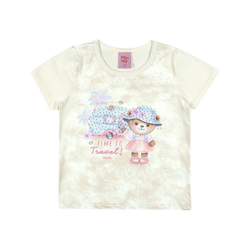 Blusa Infantil Kely Kety Manga Curta Estampa Ursinha