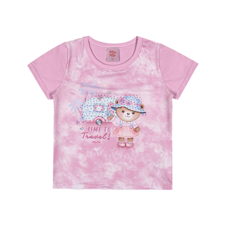 Blusa Infantil Kely Kety Manga Curta Estampa Ursinha Blusa Infantil Kely Kety Manga Curta Estampa Ursinha