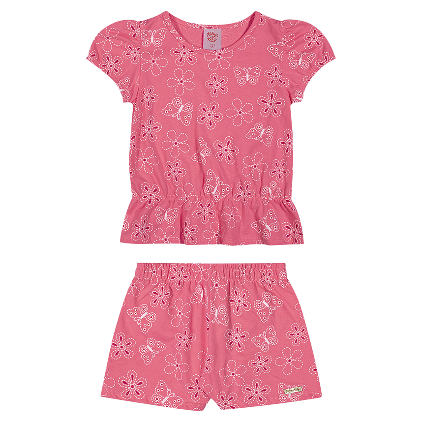 Conjunto Infantil Kely Kety Blusa E Short Em Meia Malha