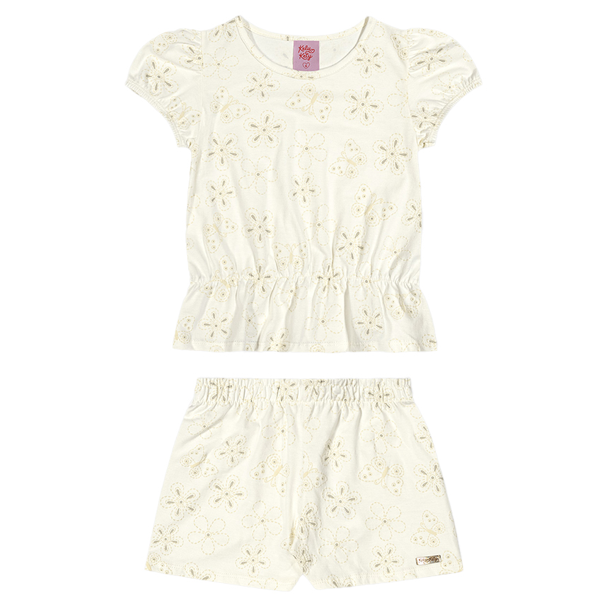 Conjunto Infantil Kely Kety Blusa E Short Em Meia Malha