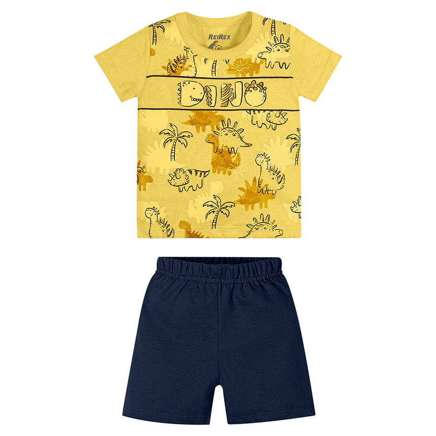Conjunto Infantil Reirex Camiseta Estampa Coqueiro E Bermuda