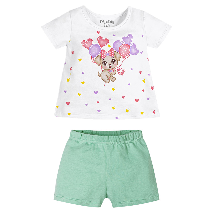 Conjunto Infantil Kely Kety Blusa Em Meia Malha E  Short