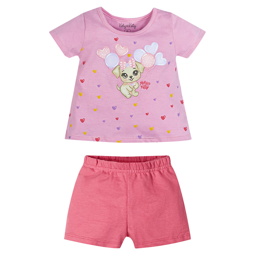 Conjunto Infantil Kely Kety Blusa Em Meia Malha E  Short