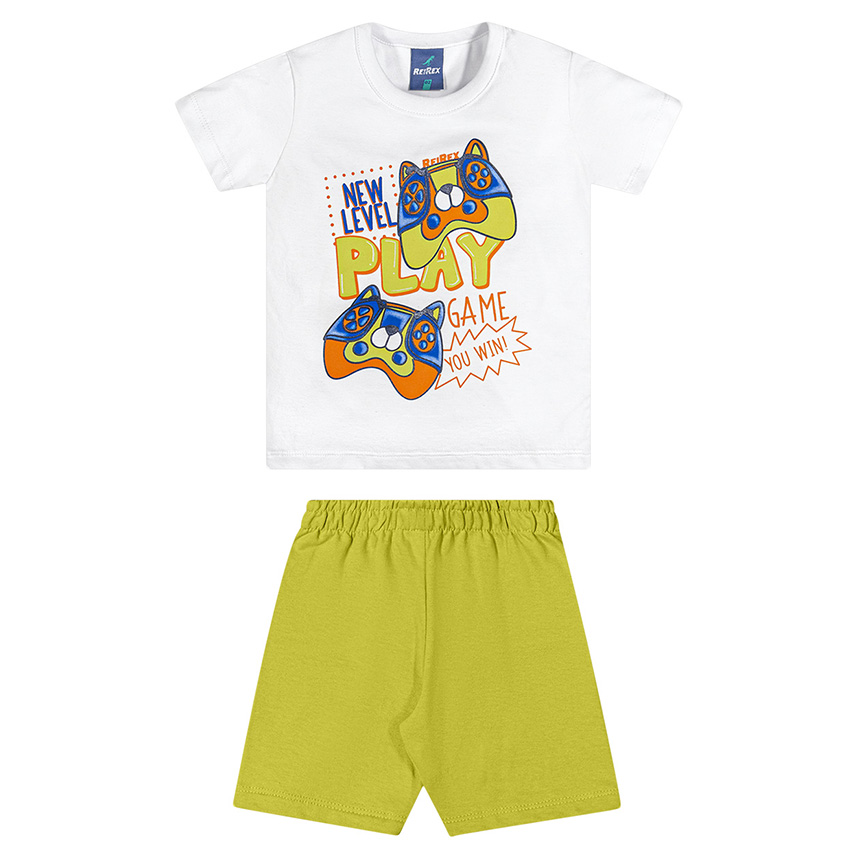 Conjunto Infantil Reirex Camiseta Meia Malha E Bermuda