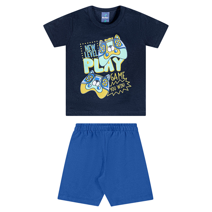 Conjunto Infantil Reirex Camiseta Meia Malha E Bermuda