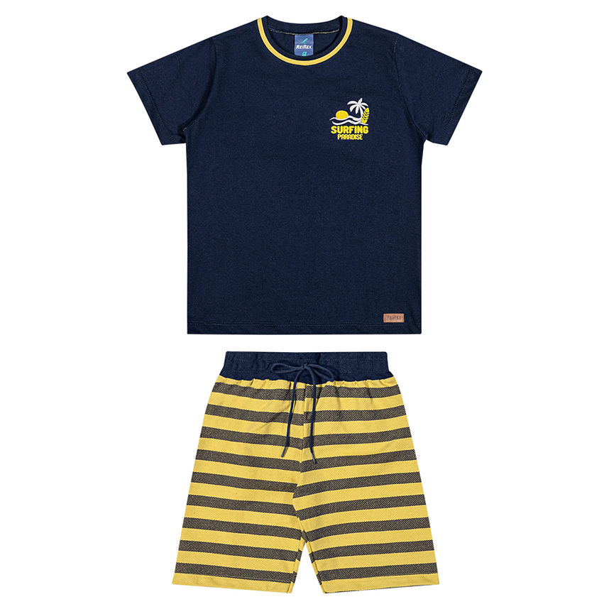 Conjunto Infantil Reirex Camiseta Meia Malha E Bermuda