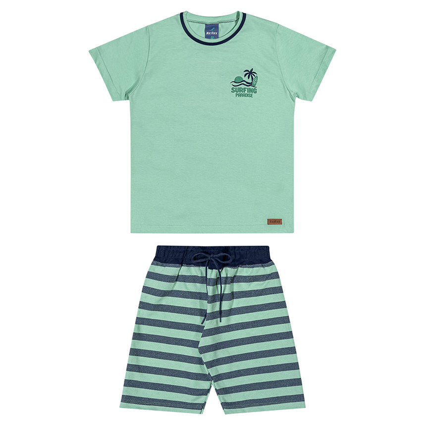 Conjunto Infantil Reirex Camiseta Meia Malha E Bermuda