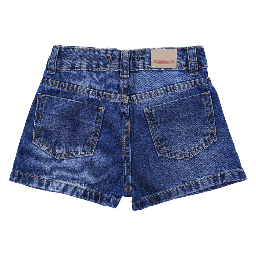 Short Jeans Infantil Garota Lua Aplique Bordado Borboletas