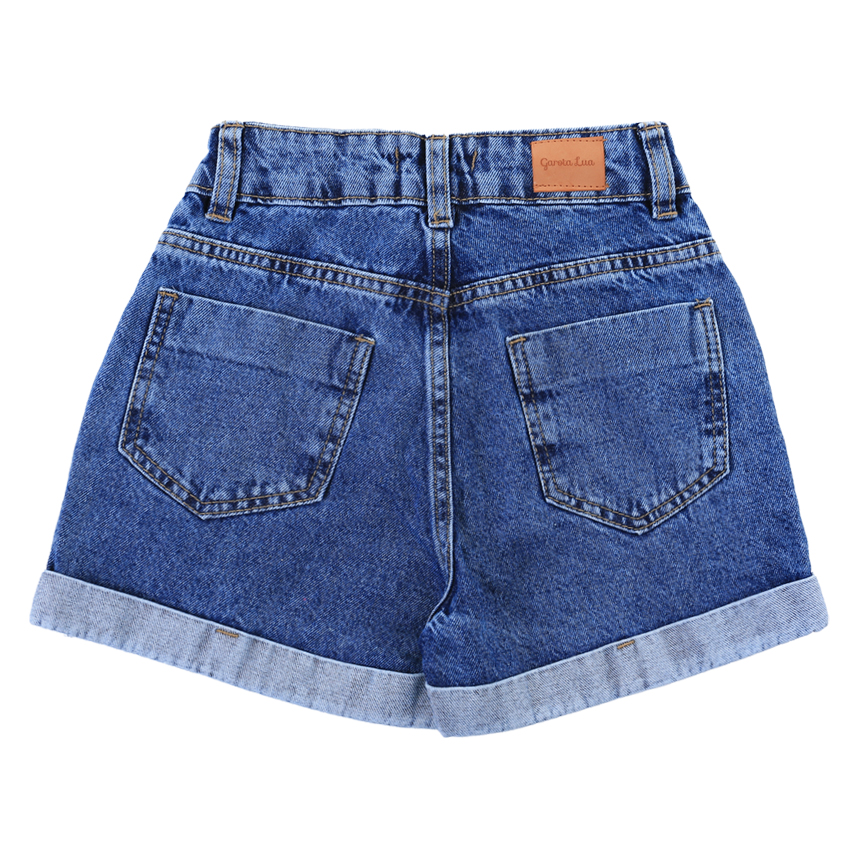 Short Jeans Juvenil Garota Lua Detalhe Barra Virada Short Jeans Juvenil Garota Lua Detalhe Barra Virada