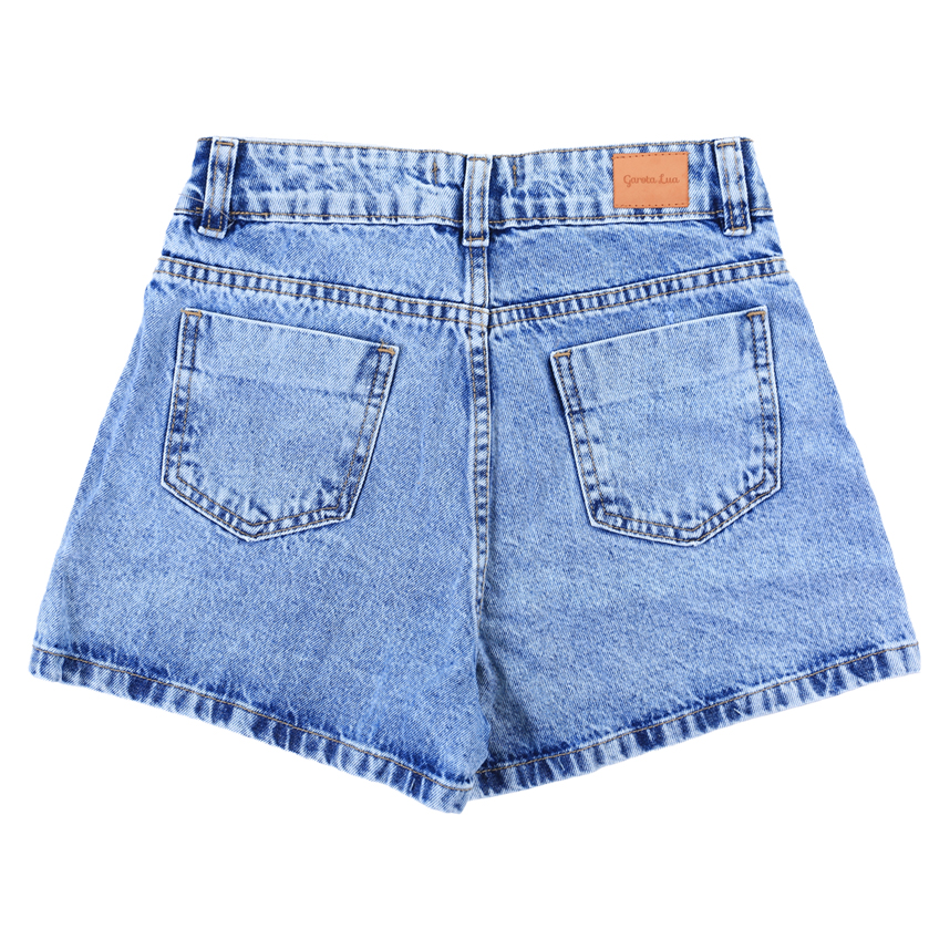 Short Jeans Juvenil Garota Lua Bolso Frontal Short Jeans Juvenil Garota Lua Bolso Frontal