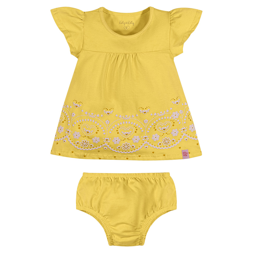 Vestido Bebê Kelly Kety Meia Malha Barra Estampada Vestido Bebê Kelly Kety Meia Malha Barra Estampada