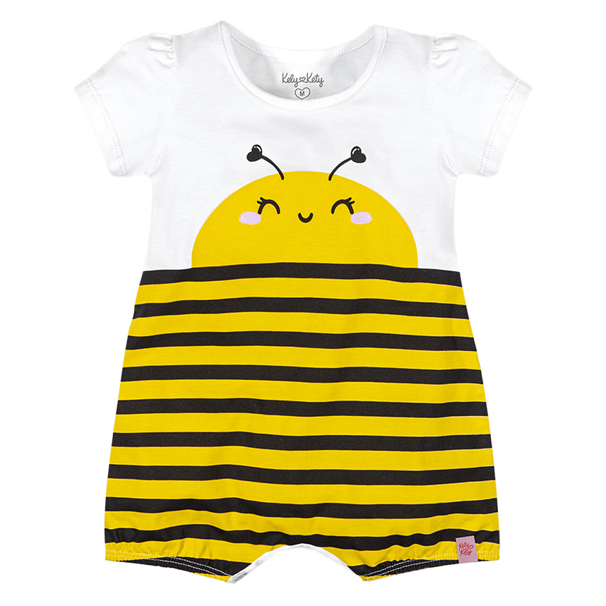 Macacão Curto Bebê Kelly Kety Estampa Bichinho