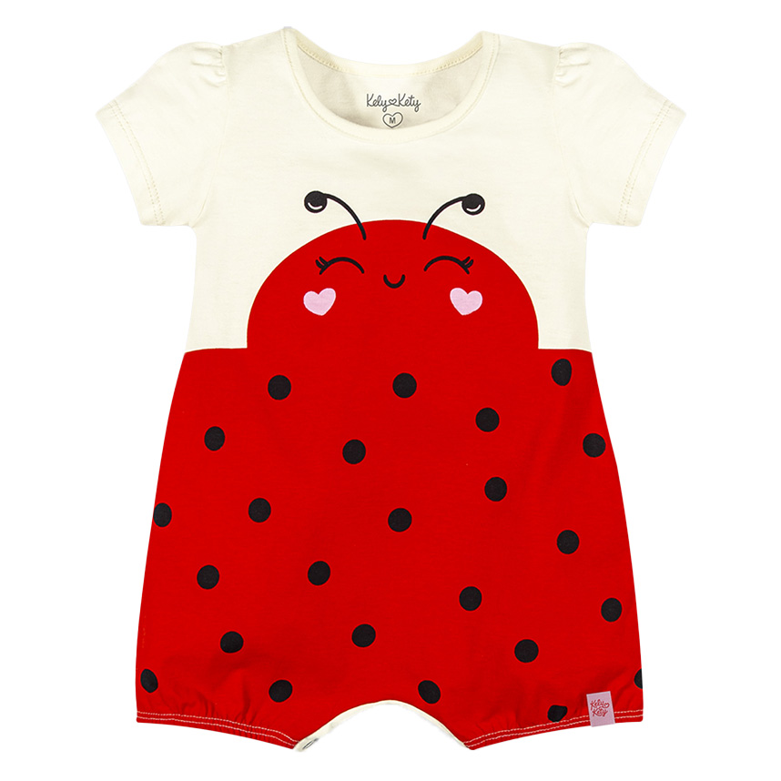 Macacão Curto Bebê Kelly Kety Estampa Bichinho Macacão Curto Bebê Kelly Kety Estampa Bichinho
