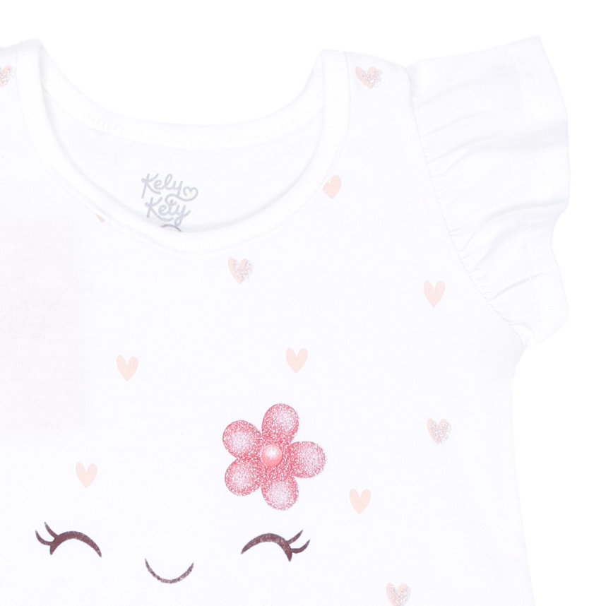 Macacão Curto Bebê Kelly Kety Estampa Flores