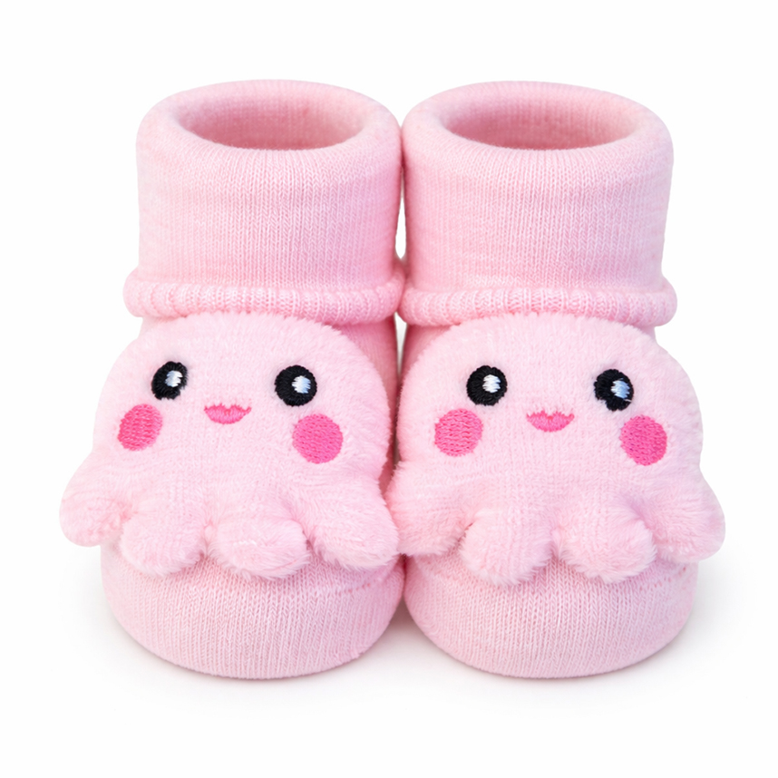 Meia Bebê Pimpolho Menina Bichinho Com Chocalho