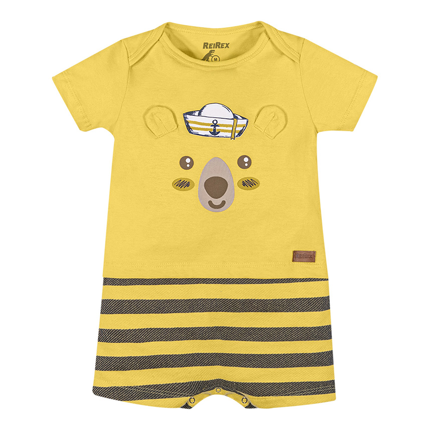 Macacão Curto Bebê Reirex Estampa Urso Marinheiro Macacão Curto Bebê Reirex Estampa Urso Marinheiro
