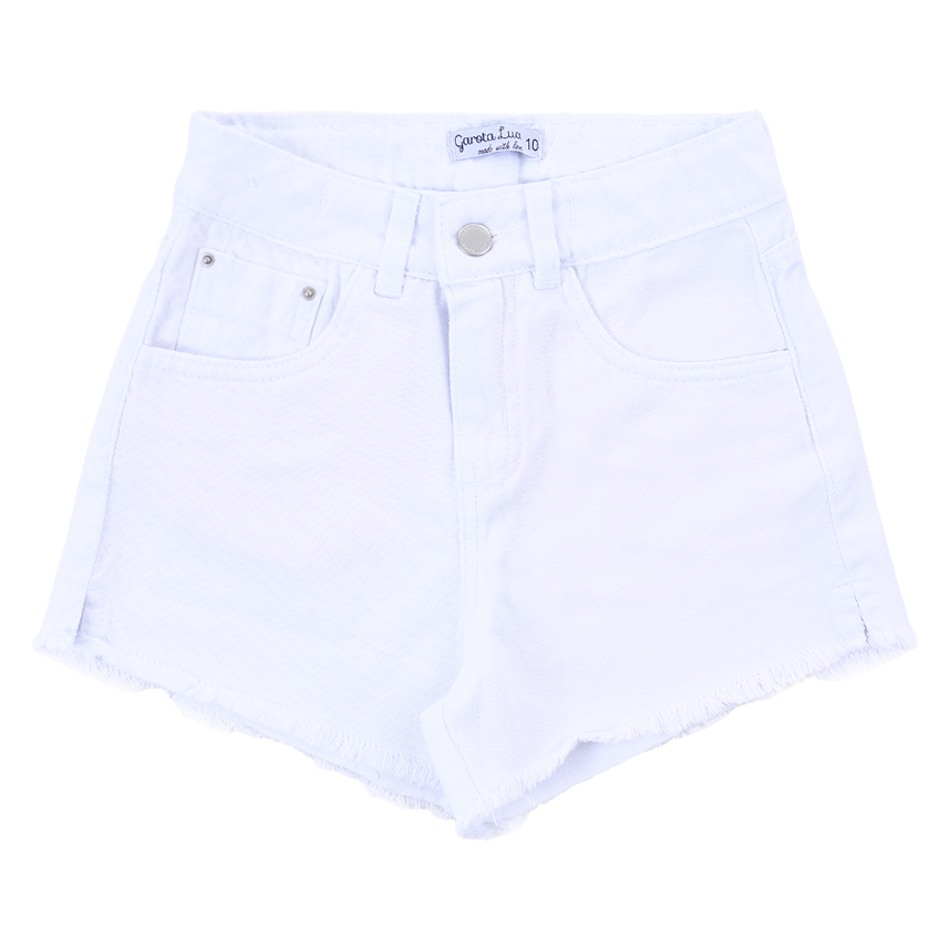 Short Jeans Juvenil Garota Lua Básico Barra Desfiada