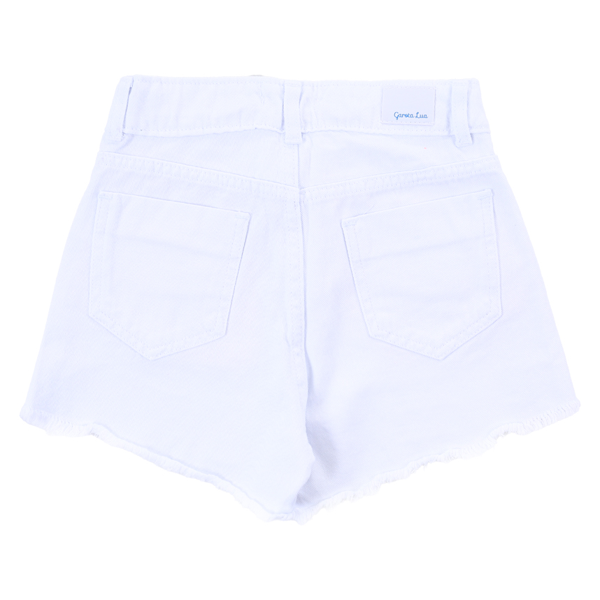 Short Jeans Juvenil Garota Lua Básico Barra Desfiada