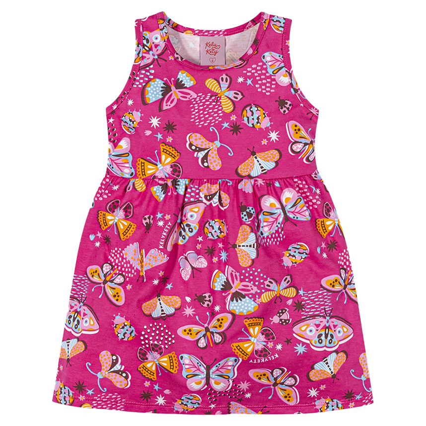 Vestido Infantil Kely Kety Cavado Meia Malha Estampado