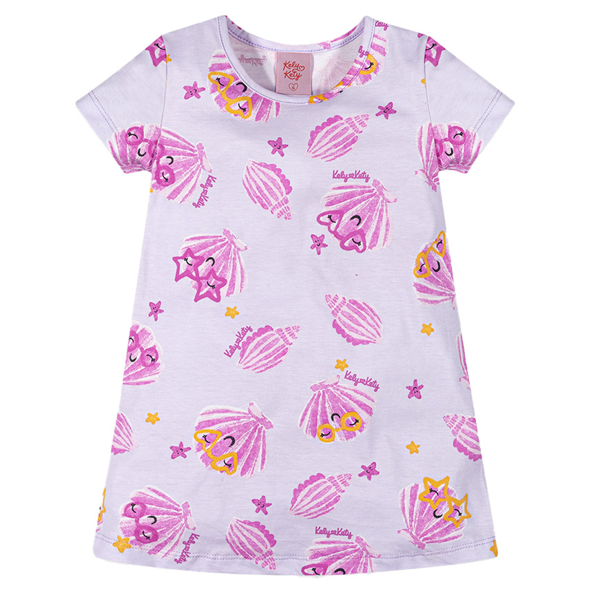 Vestido Infantil Kely Kety  Estampado Em Meia Malha