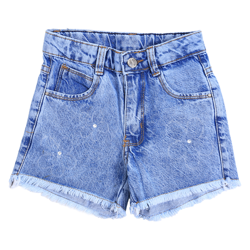 Short Jeans Infantil Oznes  Detalhe Estampa Flor