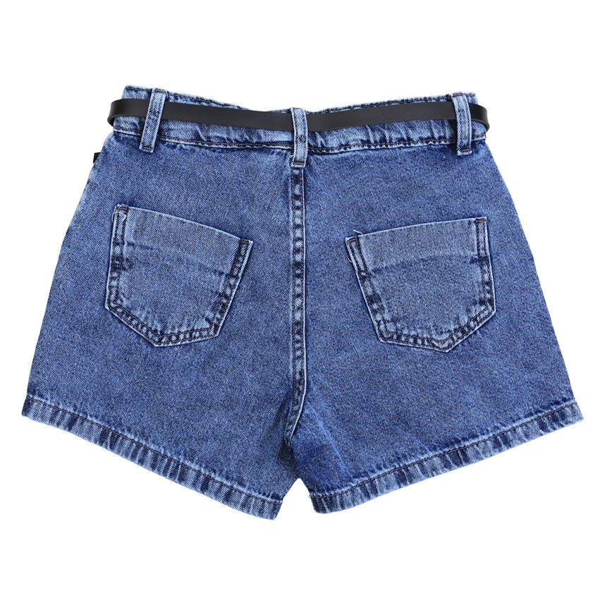 Short Jeans Juvenil Oznes Detalhe Pregas Com Cinto