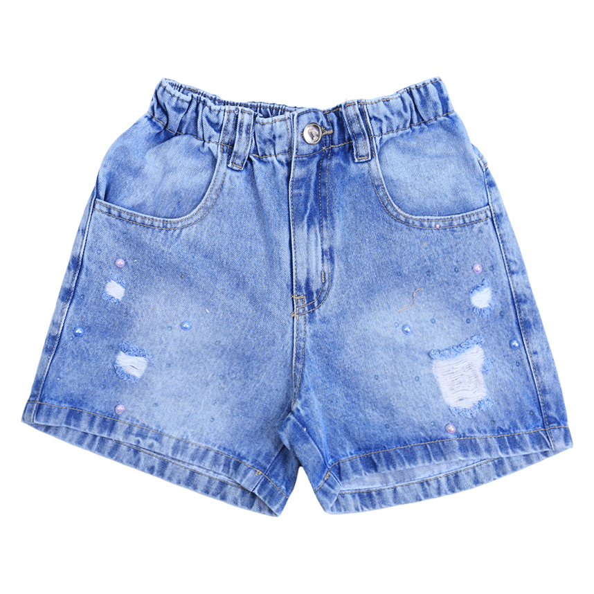 Short Jeans Juvenil Oznes Detalhe Used E Rasgos