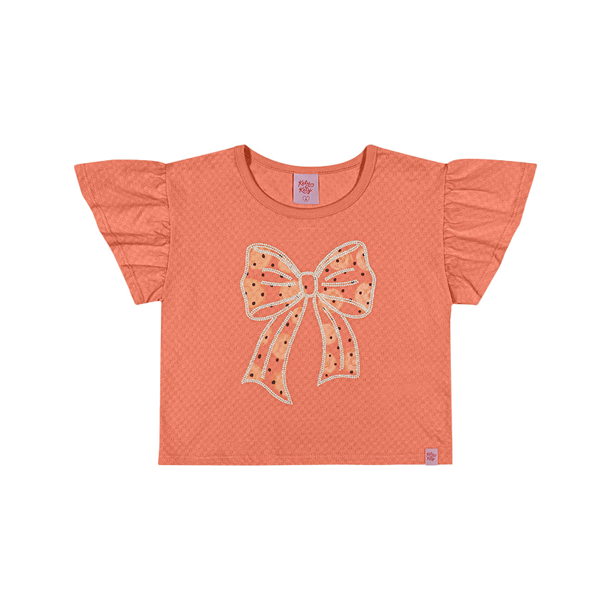 Blusa Infantil Kely Kety Estampa Laço Em Meia Malha