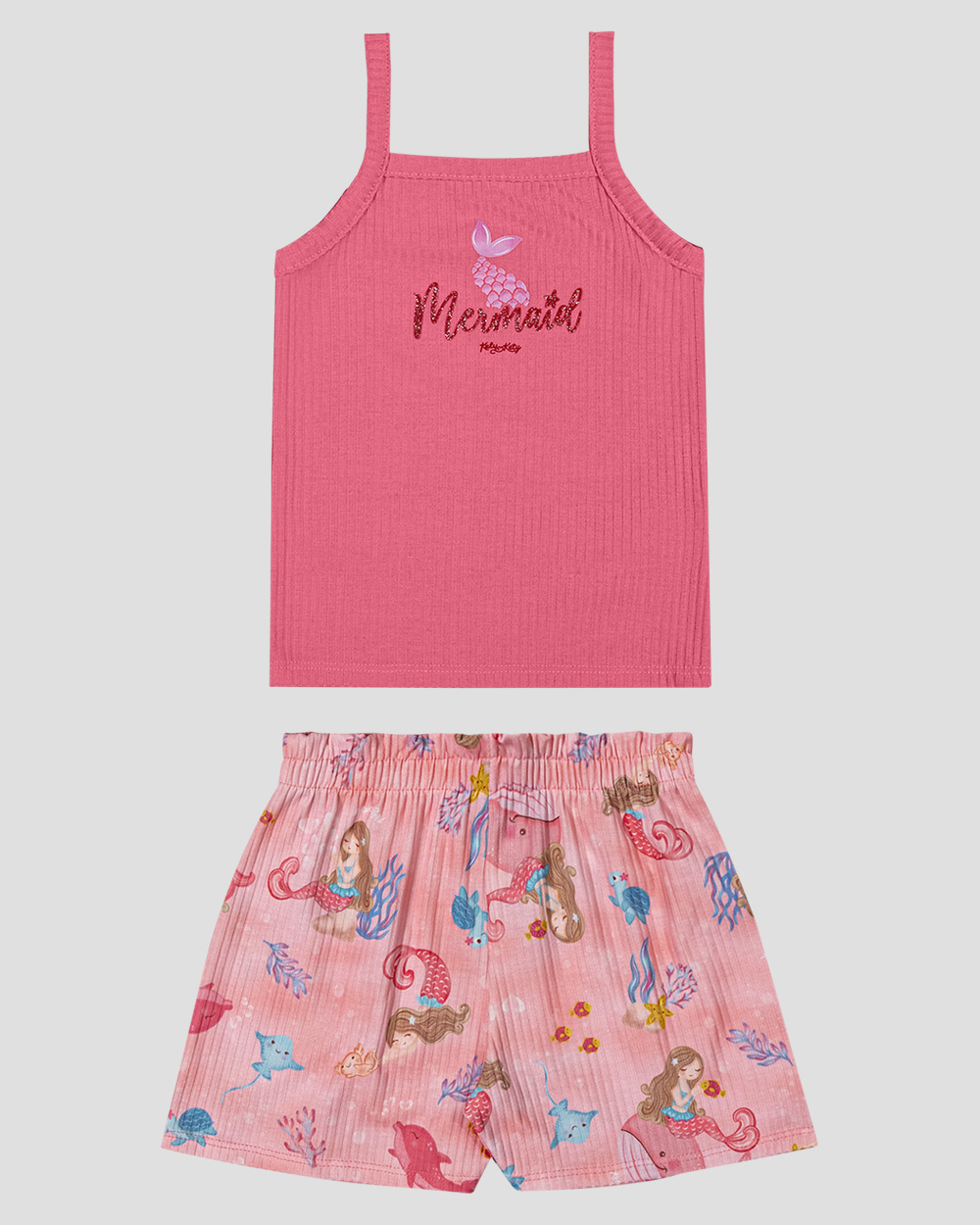 Conjunto Infantil Kely Kety Blusa Cavada E Short Canelado