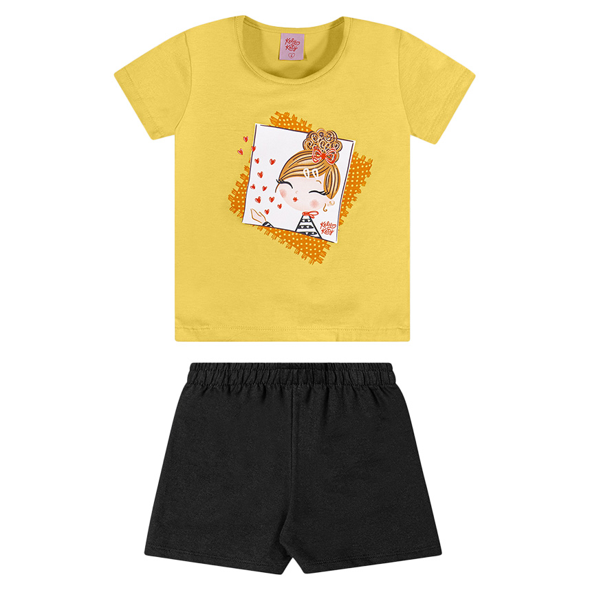 Conjunto Infantil Kelly Kety Blusa Estampa Menina E Short
