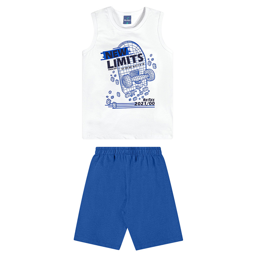 Conjunto Infantil Reirex Camiseta Regata E Bermuda Moletom