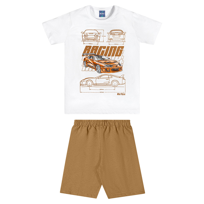 Conjunto Infantil Reirex Camiseta Racing E Bermuda Moletinho