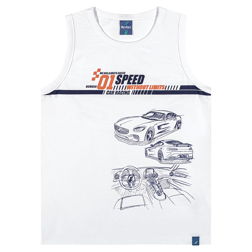 Camiseta Regata Infantil Reirex Estampa Speed Carro