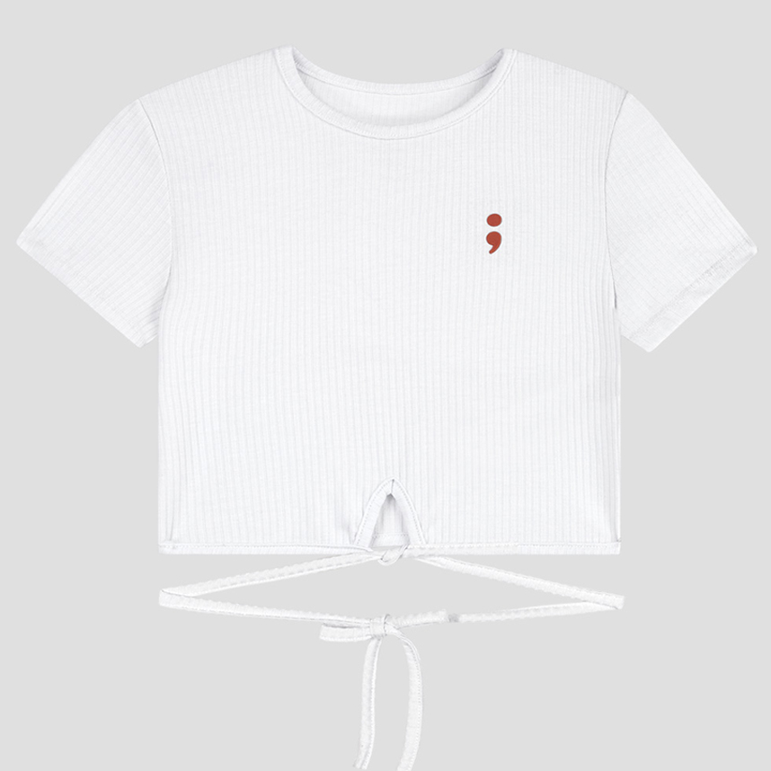 Blusa Juvenil Based Manga Curta Ribana Faixa Na Cintura