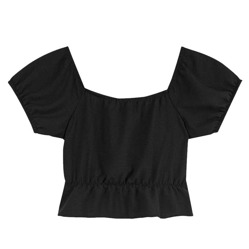 Blusa Juvenil Based Manga Curta Em Crepe