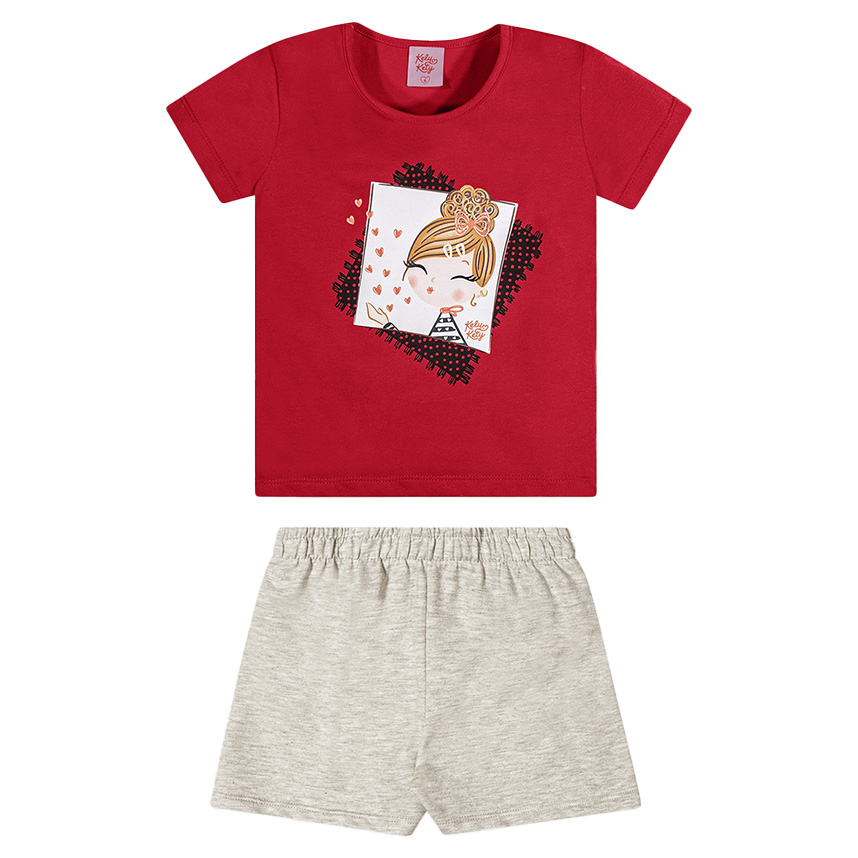 Conjunto Juvenil Kely Kety Blusa Estampa Menina E Short