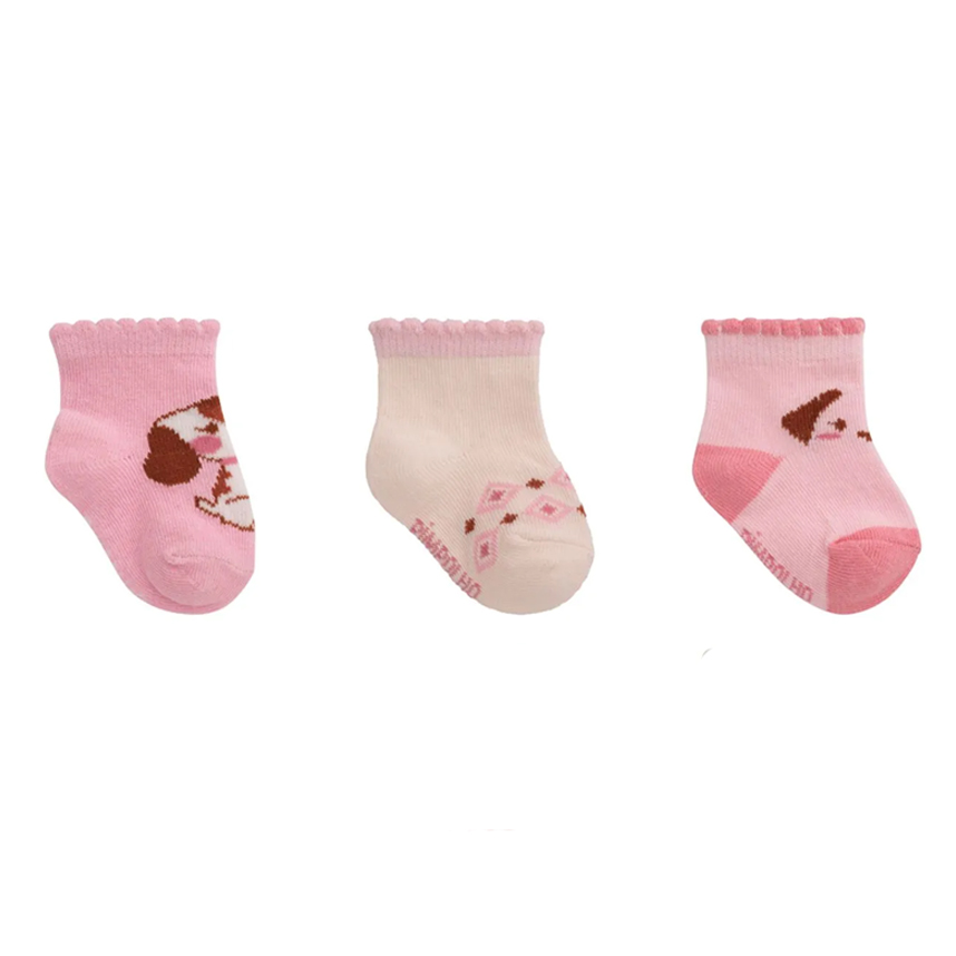 Meia Bebê Pimpolho Menina Kit Com 3 Peças