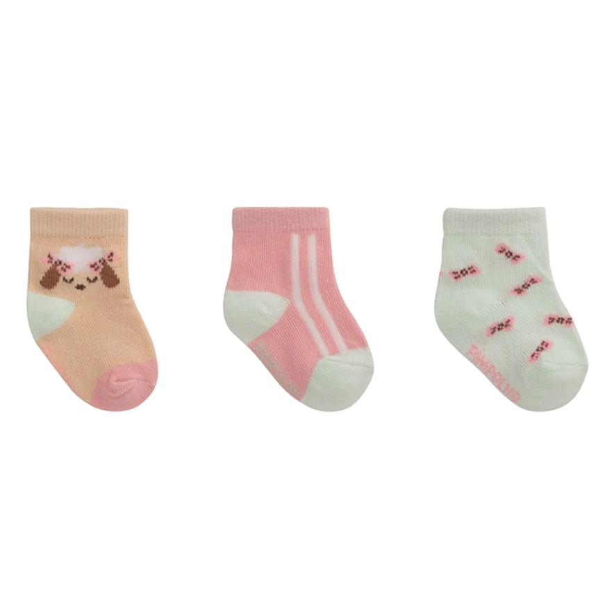 Meia Bebê Pimpolho Menina Kit Com 3 Peças Meia Bebê Pimpolho Menina Kit Com 3 Peças