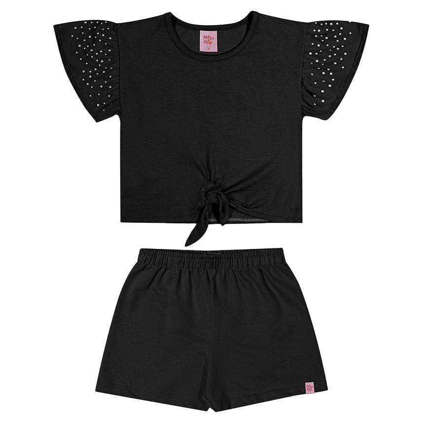 Conjunto Juvenil Kely Kety Blusa Meia Malha E Short